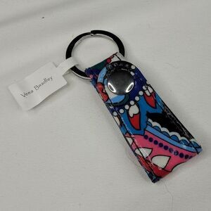 NEW VERA BRADLEY Haymarket Paisley loop snap valet ring Keychain BLUE PINK NWT